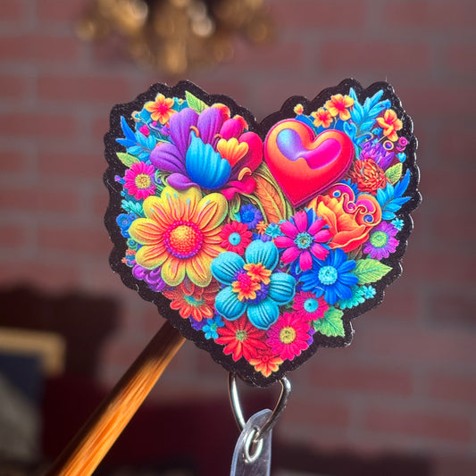 Floral Heart - Acrylic Badge Reel