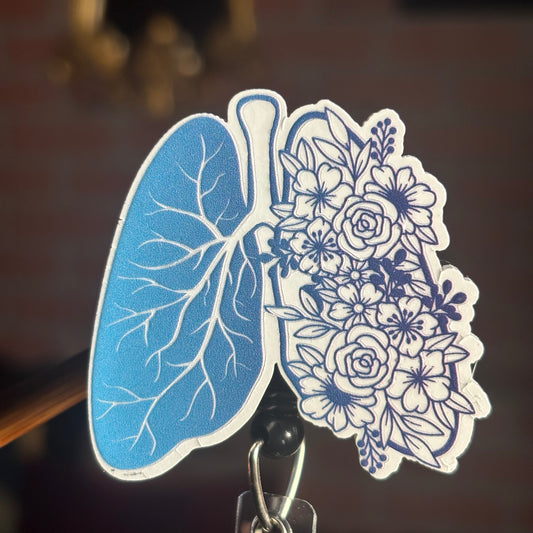 Floral Lungs - Acrylic Badge Reel