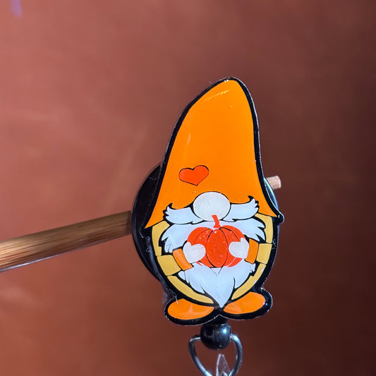 Halloween Garden Gnome Badge Reel