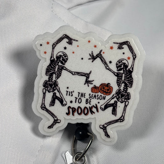 Halloween Dancing Skeletons Acrylic Badge Reel