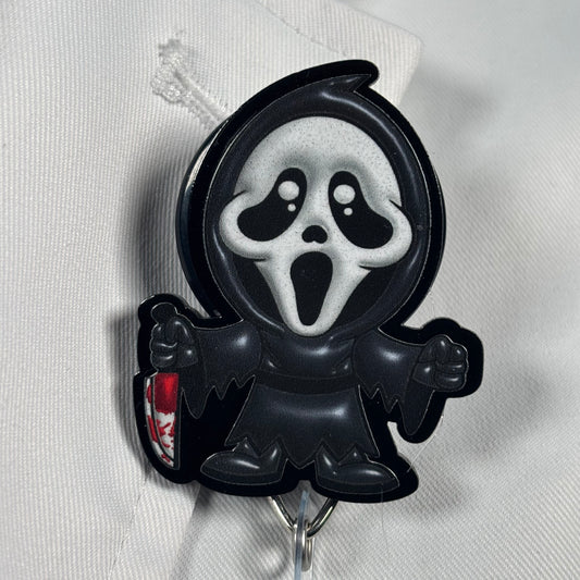 Puffy Black Scream Badge Reel